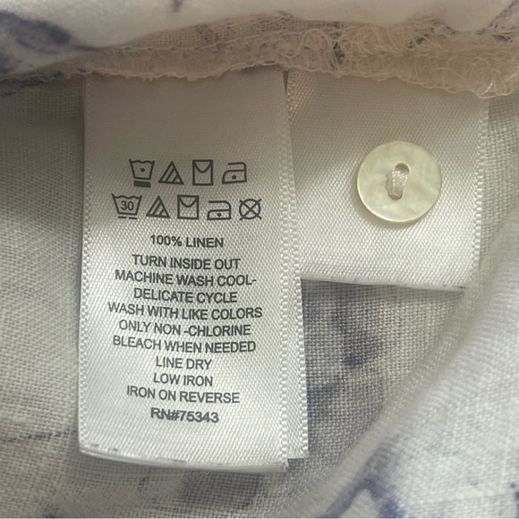 Cynthia Rowley Floral Linen Cuffed Sleeves Button Up Shirt Small - Picture 7 of 7